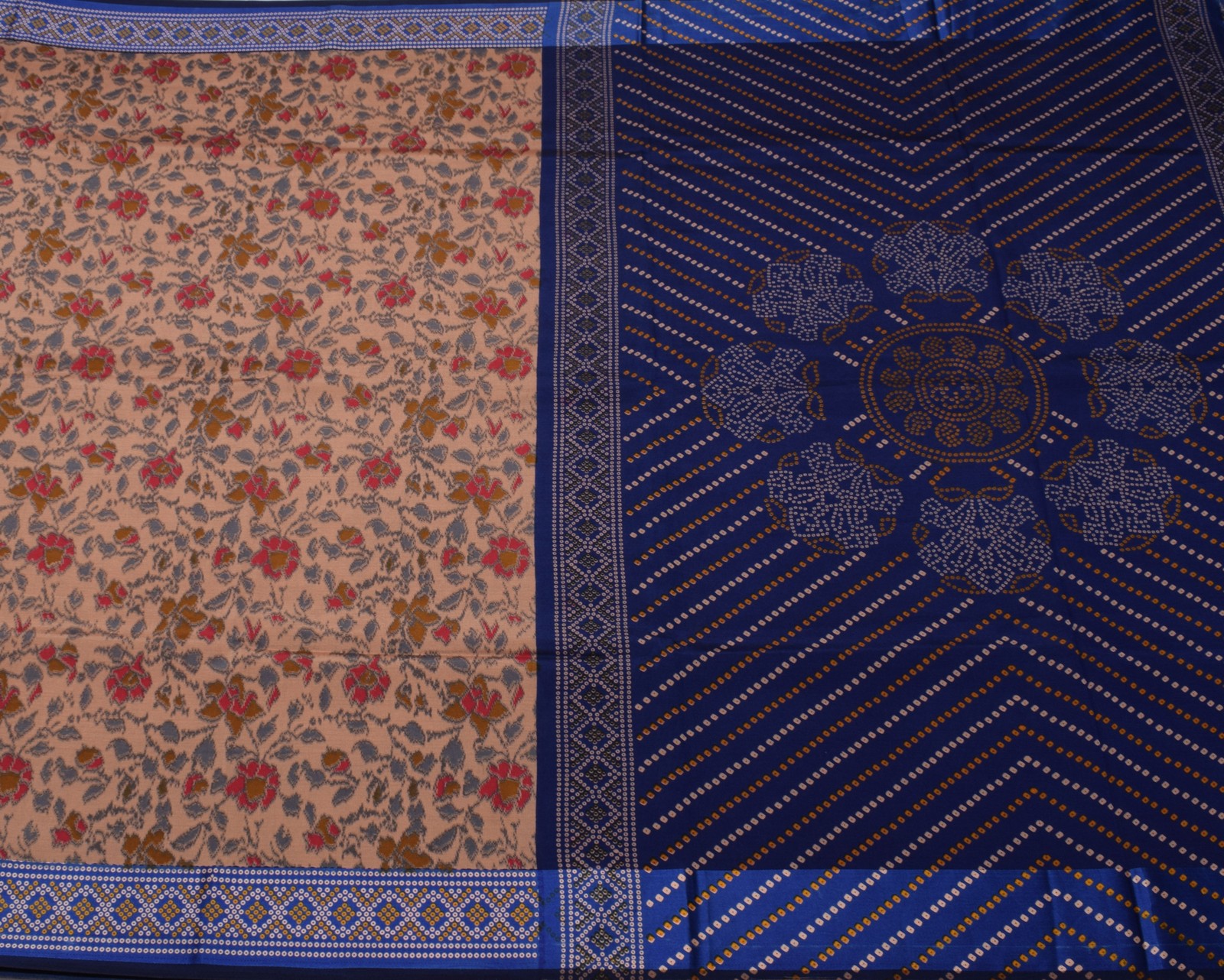 Sushila Vintage Indian Saree Blend Silk Printed Floral Soft Craft Fabric