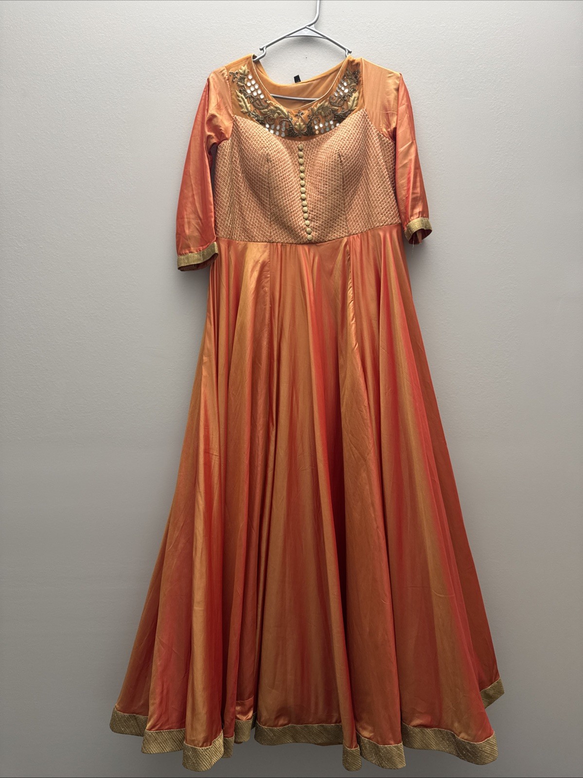 Preloved Orange Anarkali Dress Casual Size M/L Women