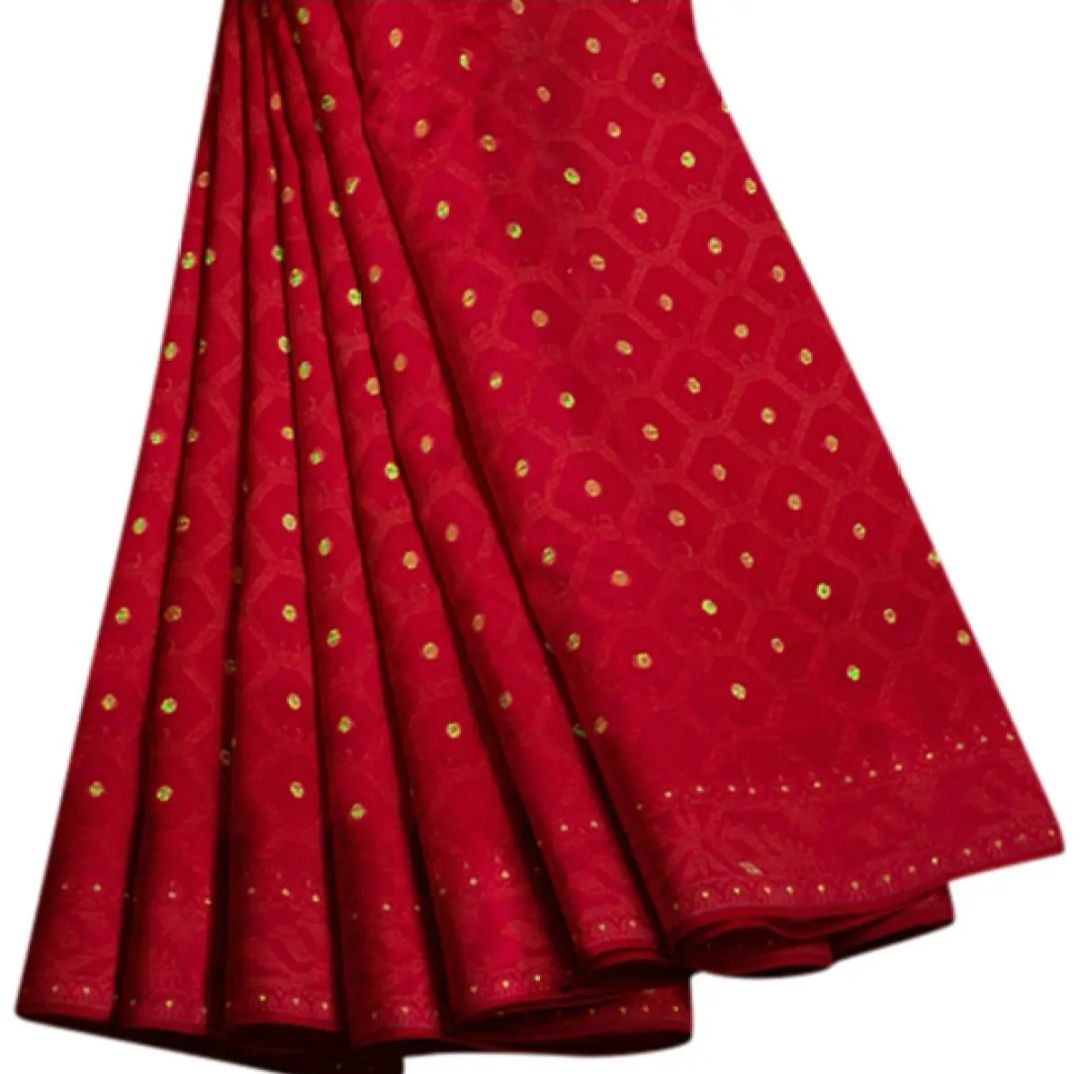 Jamdani Soft Silk Saree For girls and Women Red colour without blouse pcs