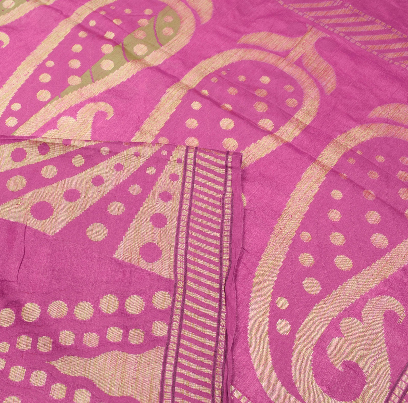 Sushila Vintage Mulberry Saree Pure Tussar Silk Paisley Woven Soft Sari Fabric