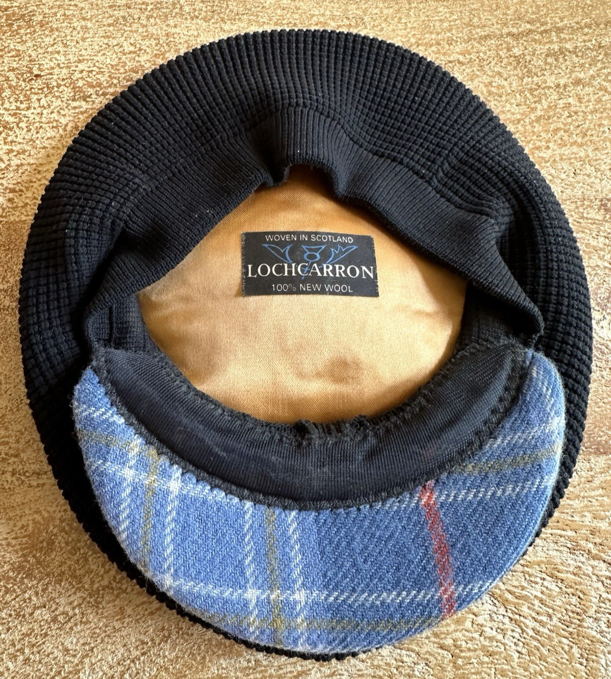 Lochcarron Tam O Shanter Cap Tartan Blue Wool Scotland One Size Costume VNTG