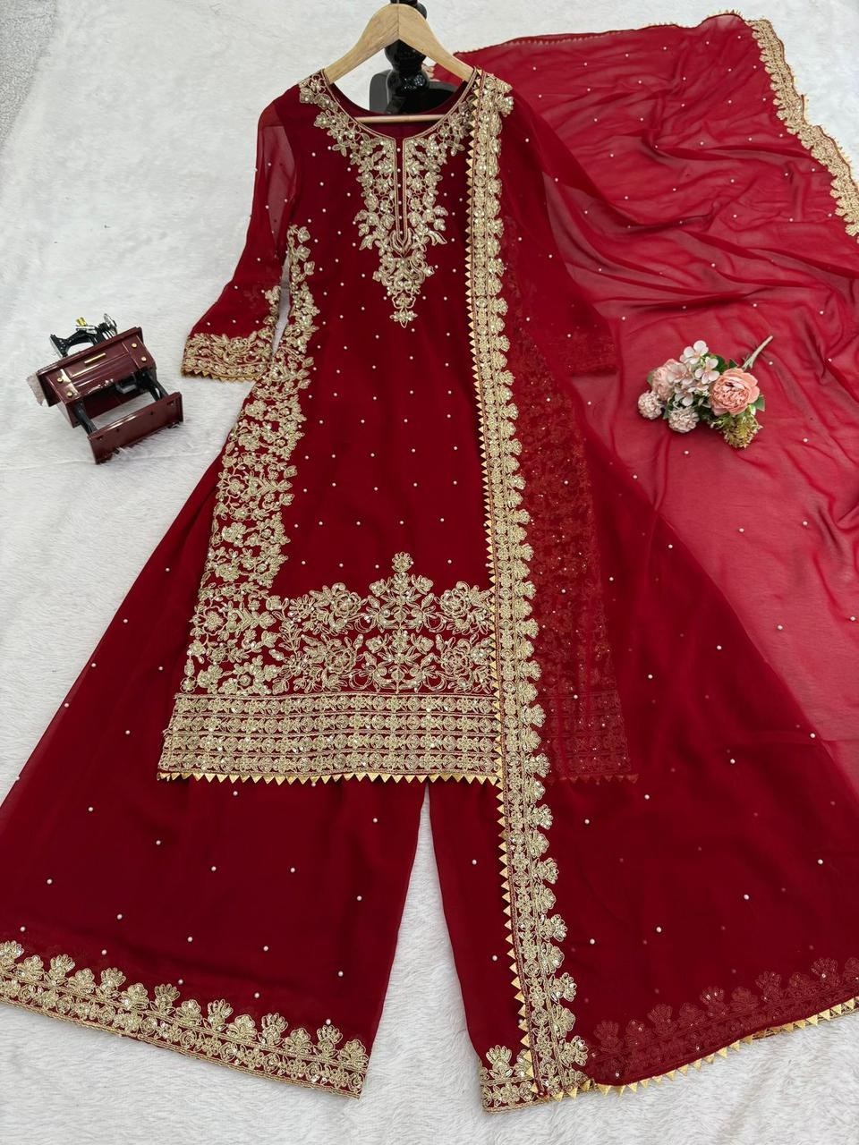 Wedding Partywear Salwar Kameez Readymade Suit, Indian Designer Palazzo Kurtas