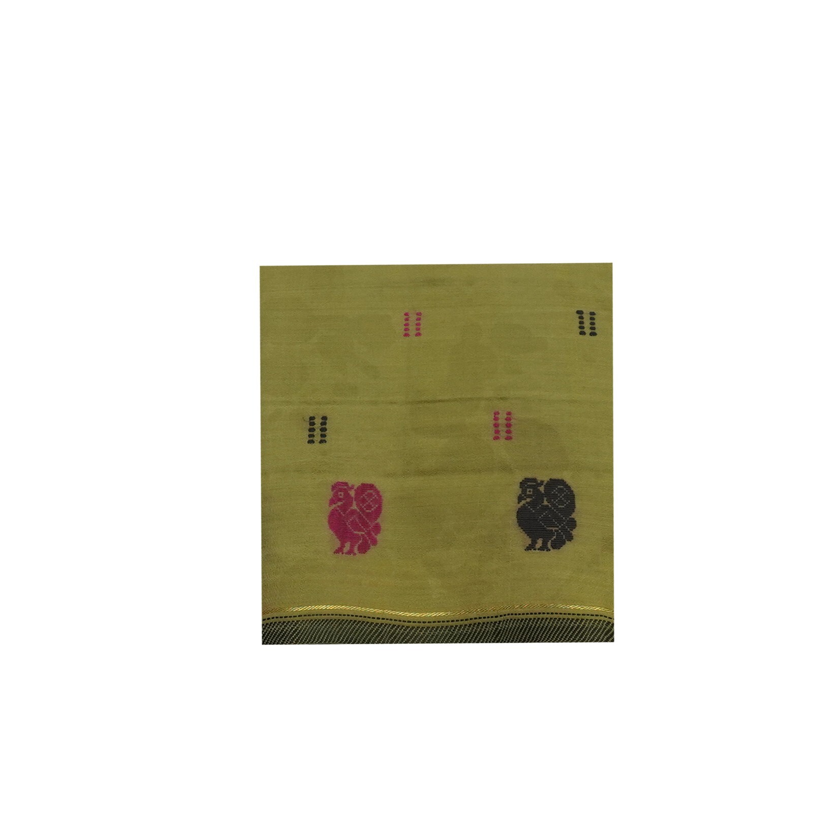 Vintage Olive Green Saree 100% Pure Silk Kanjivaram Korvai – No Zari Sari Fabric
