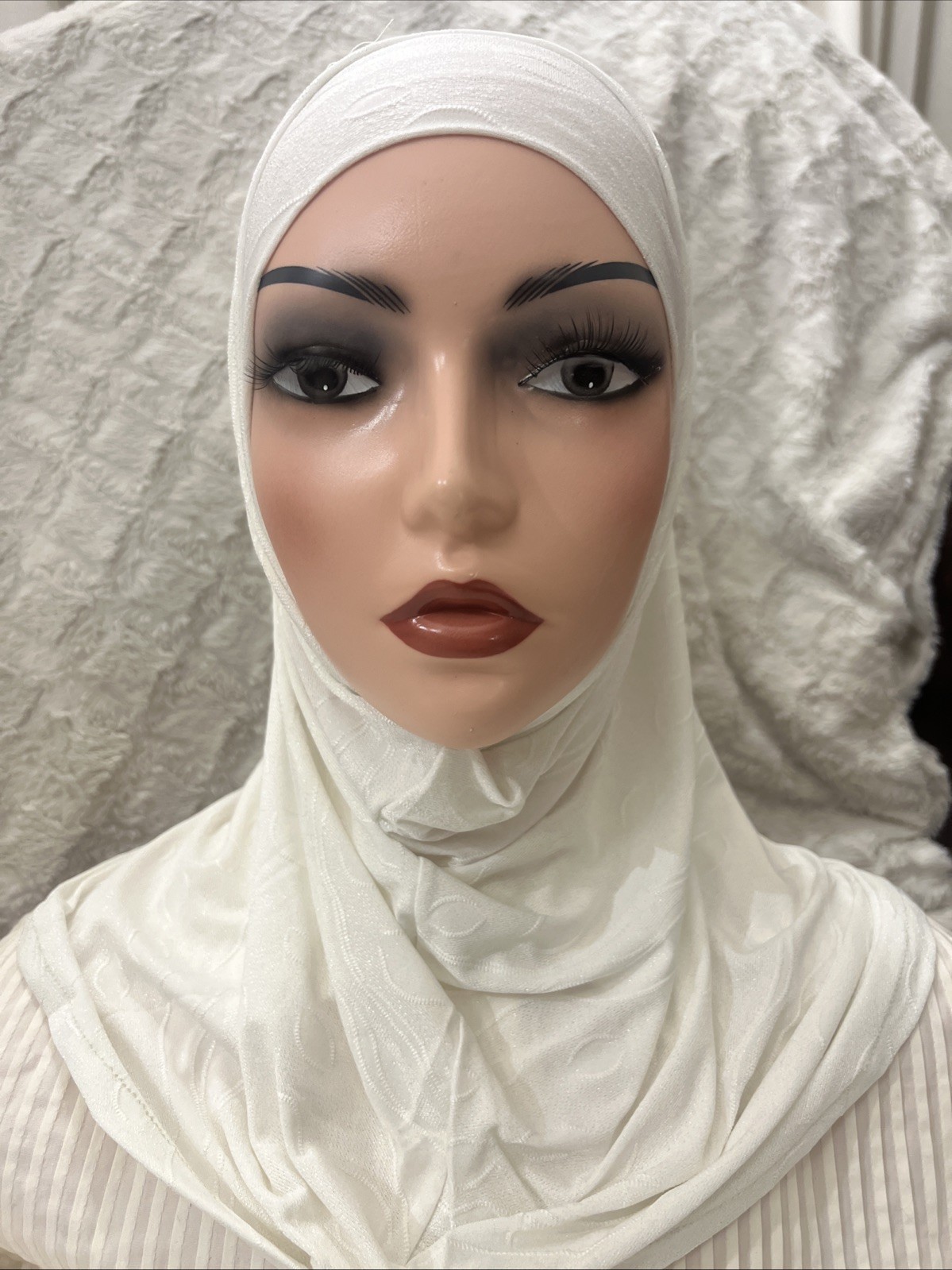 2 Piece Al Amira Jersey Hijab White Lycra New Shimmer