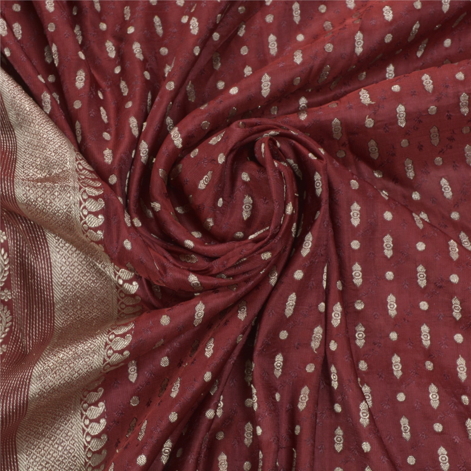 Sanskriti Vintage Red Sarees Pure Satin Zari Hand Woven Banarasi Brocade 4+YD