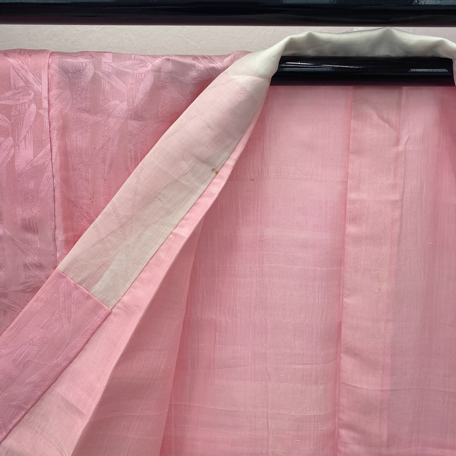 Japanese Vintage Kimono Polyester Pink No Lining Traditional Length 48 in