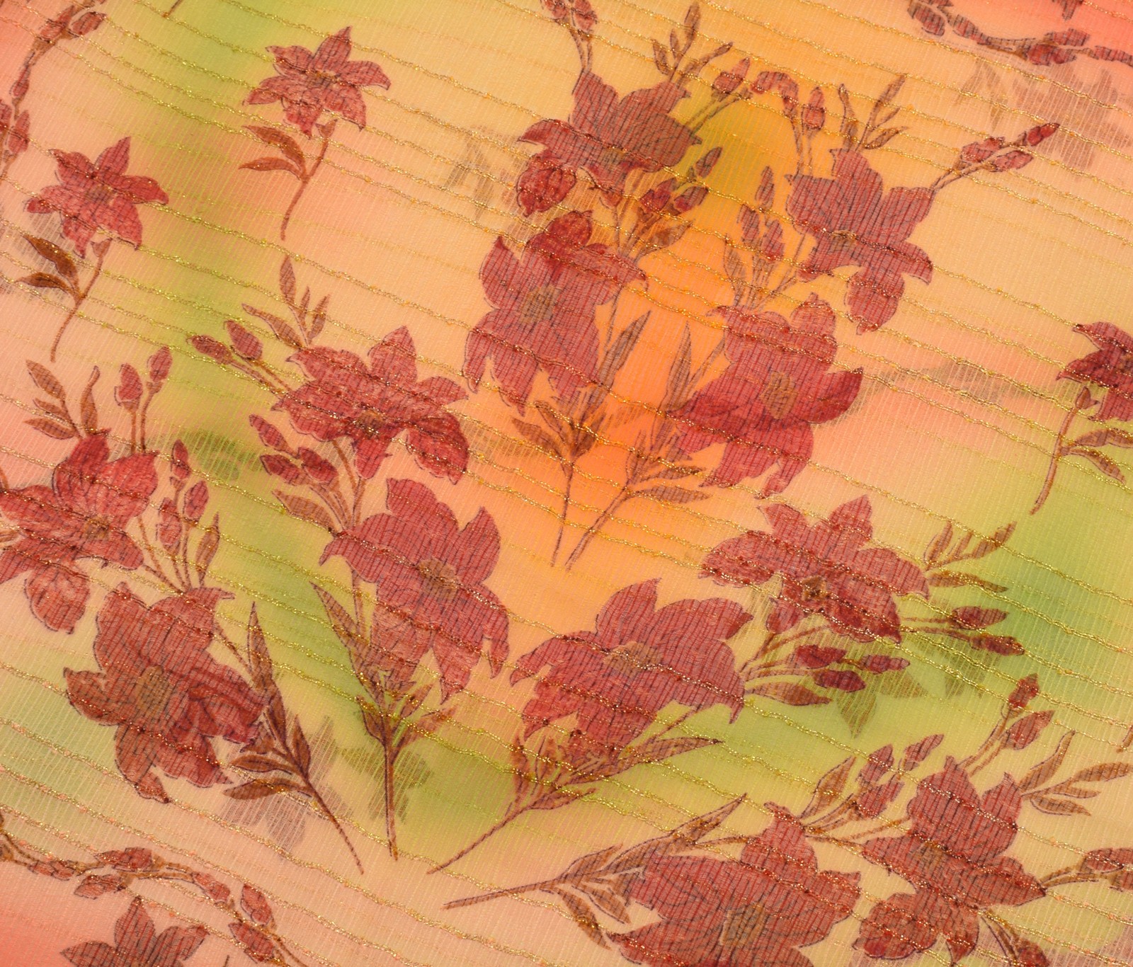 Sushila Vintage Multi-Color Saree Blend Silk Printed Floral Soft Craft Fabric