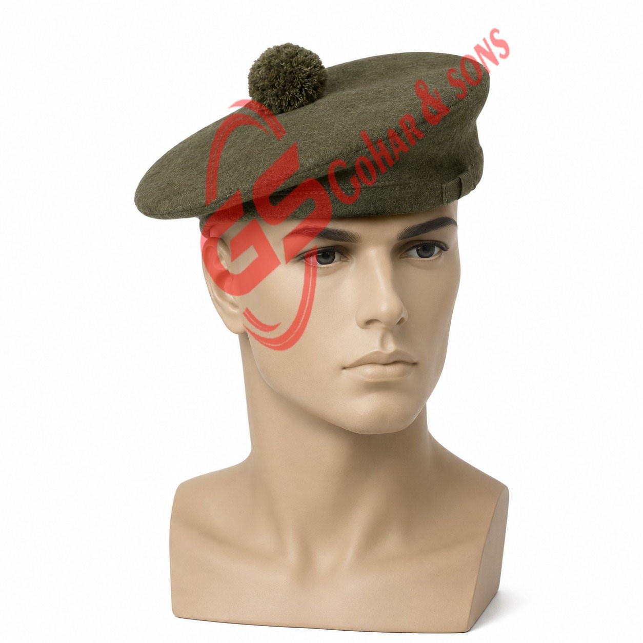 Tam O Shanter Hat Military Bonnet Beret Balmoral Cap Scott’s Hat 100% Tan Wool