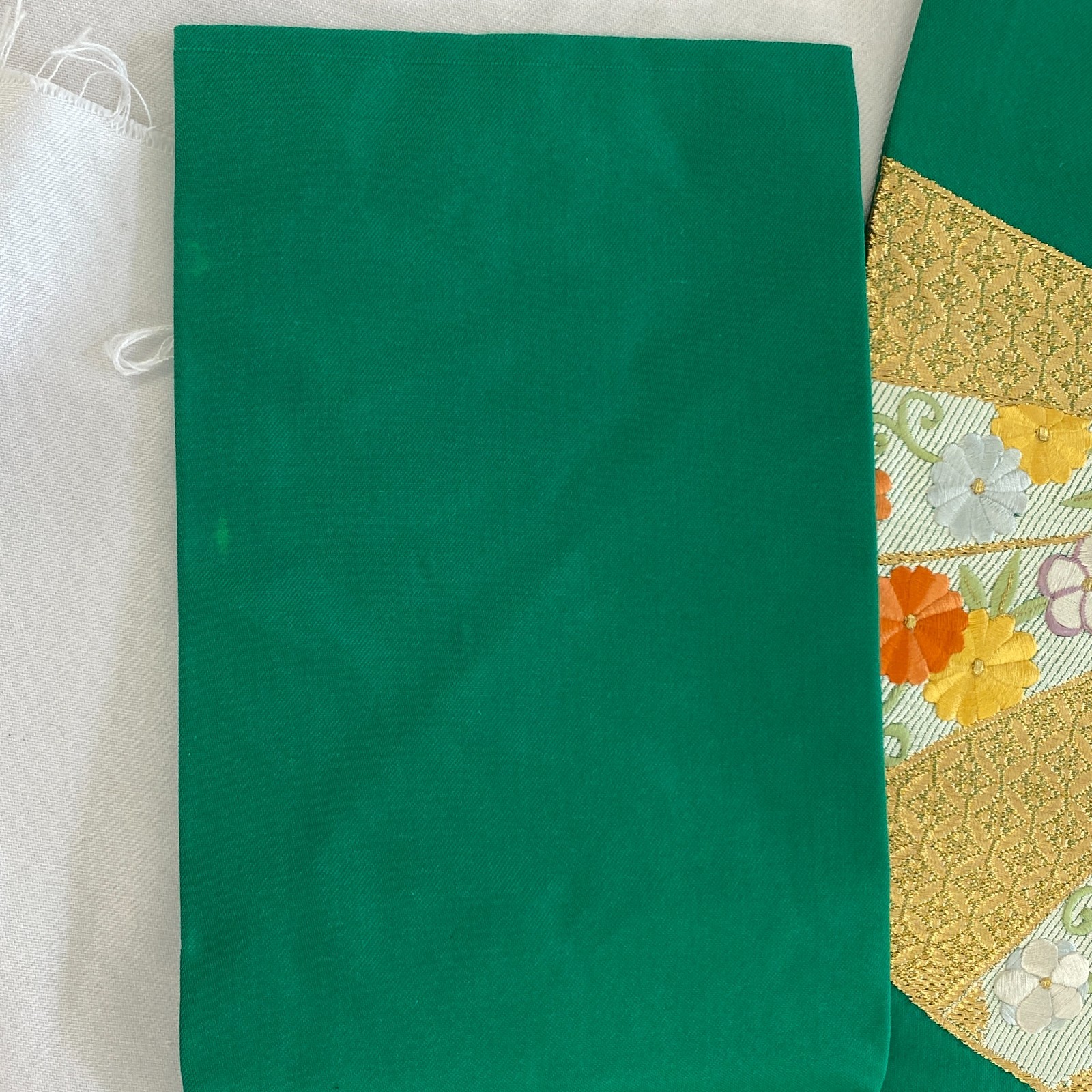 Japanese Vintage Kimono Nagoya Obi Silk Green Drit Traditional 143 x 11 in