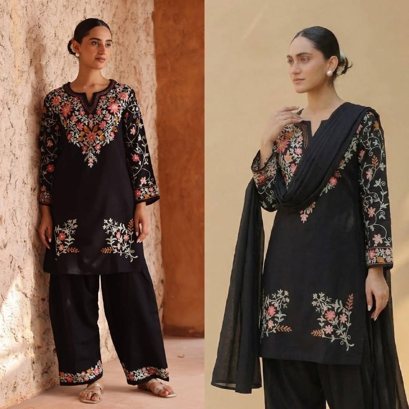 New Launching Heavy Roman Silk Black Salwar Kameez With Dupatta For Party Wear