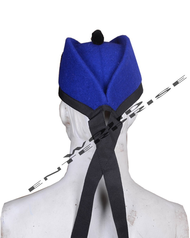 Handmade 100% Wool Royal Blue Glengarry kilt Cap SCOTTISH GLENGARRYS Piper Hat