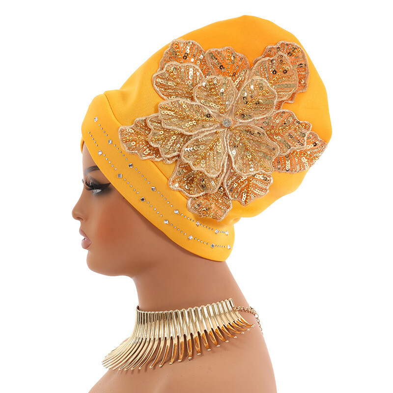 Aso Oke African Headtie Auto Gele Nigerian Headwear Women Bonnet Turban Cap Hats