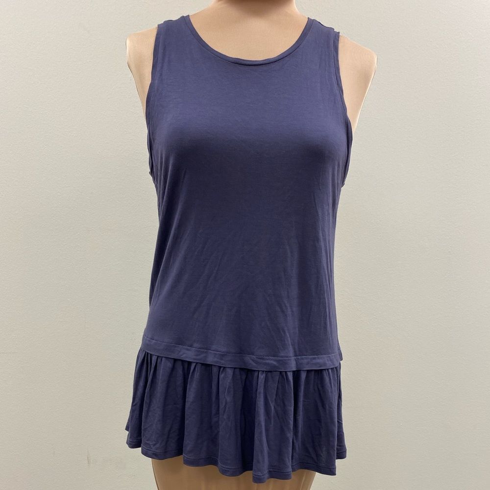 Ann Taylor Loft dusty purple sleeveless drop waist ruffle bottom tunic tank