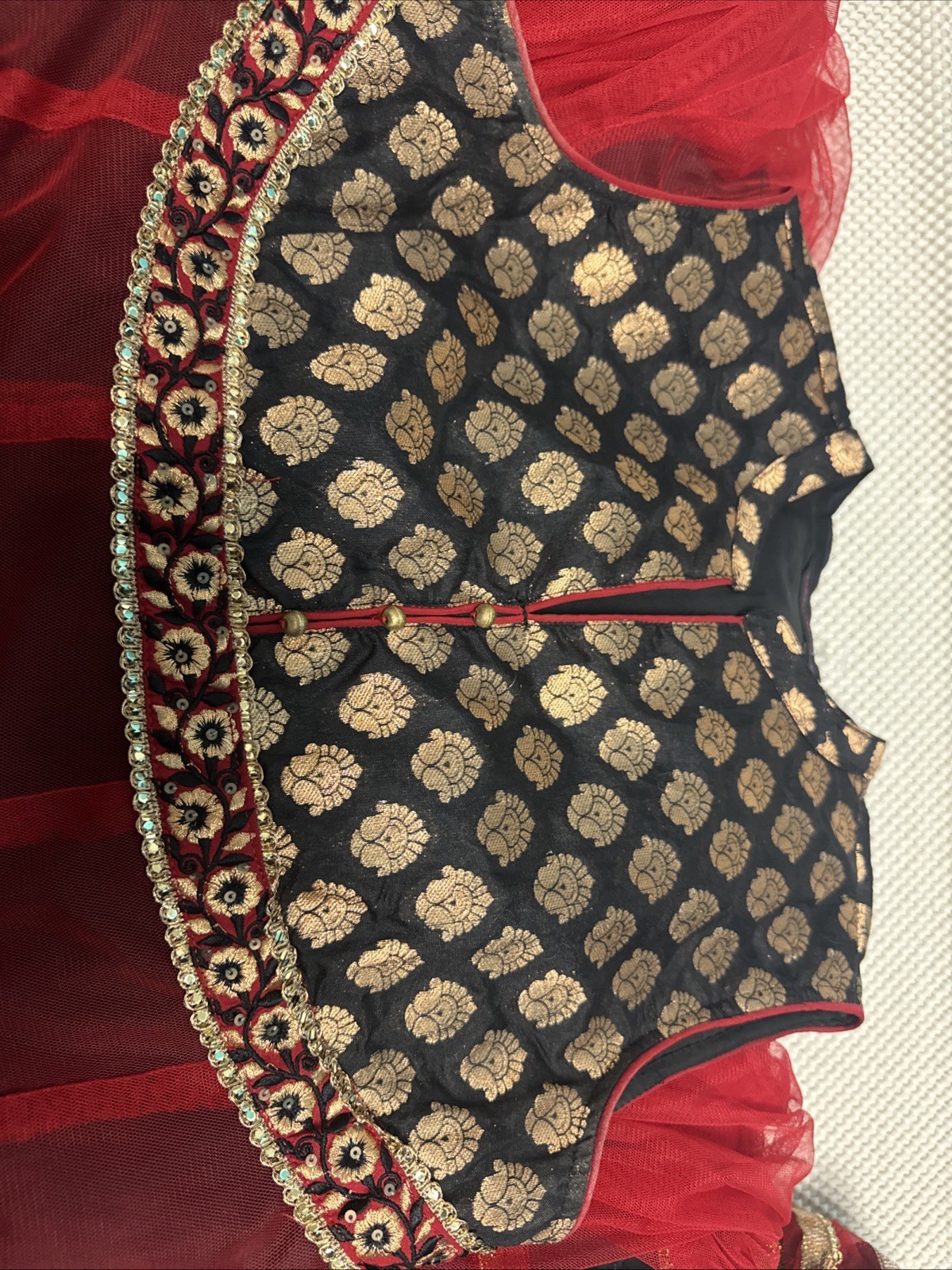 RangManch Women’s Indian/Pakistani Red/Black/Gold, Traditional Dress, Size Small