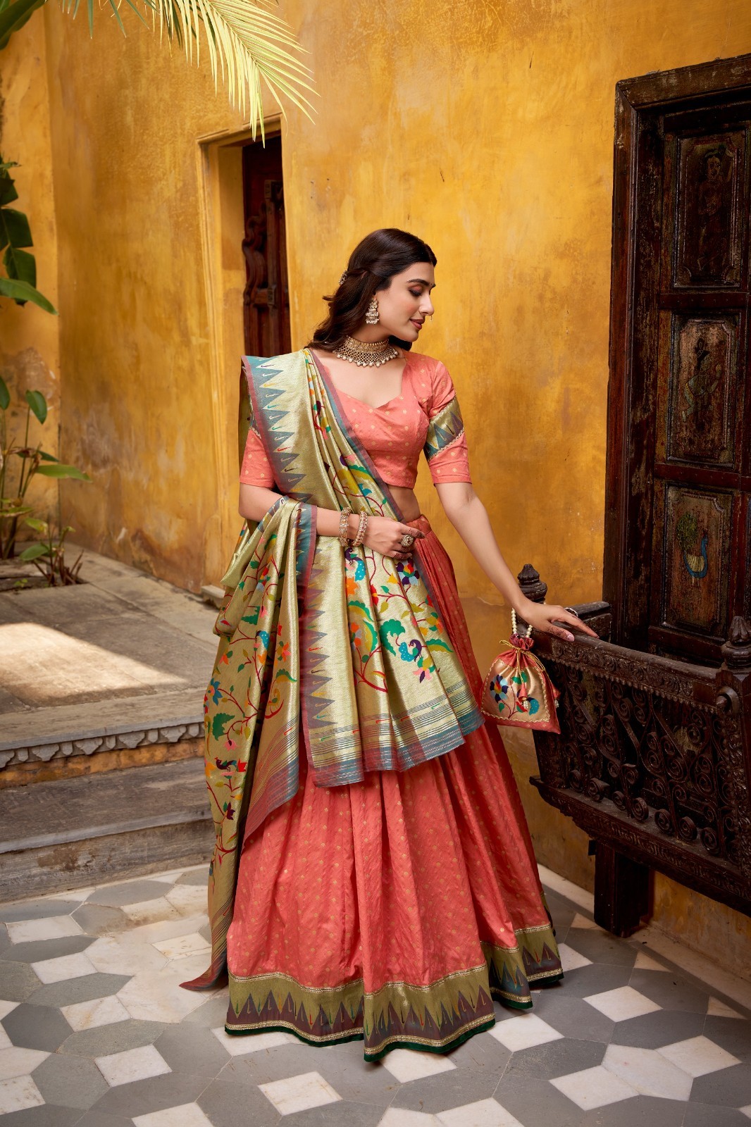 STEPNSHOP FESTIVAL WEAR LEHENGA WITH ZARI WEAVING WORK 22237