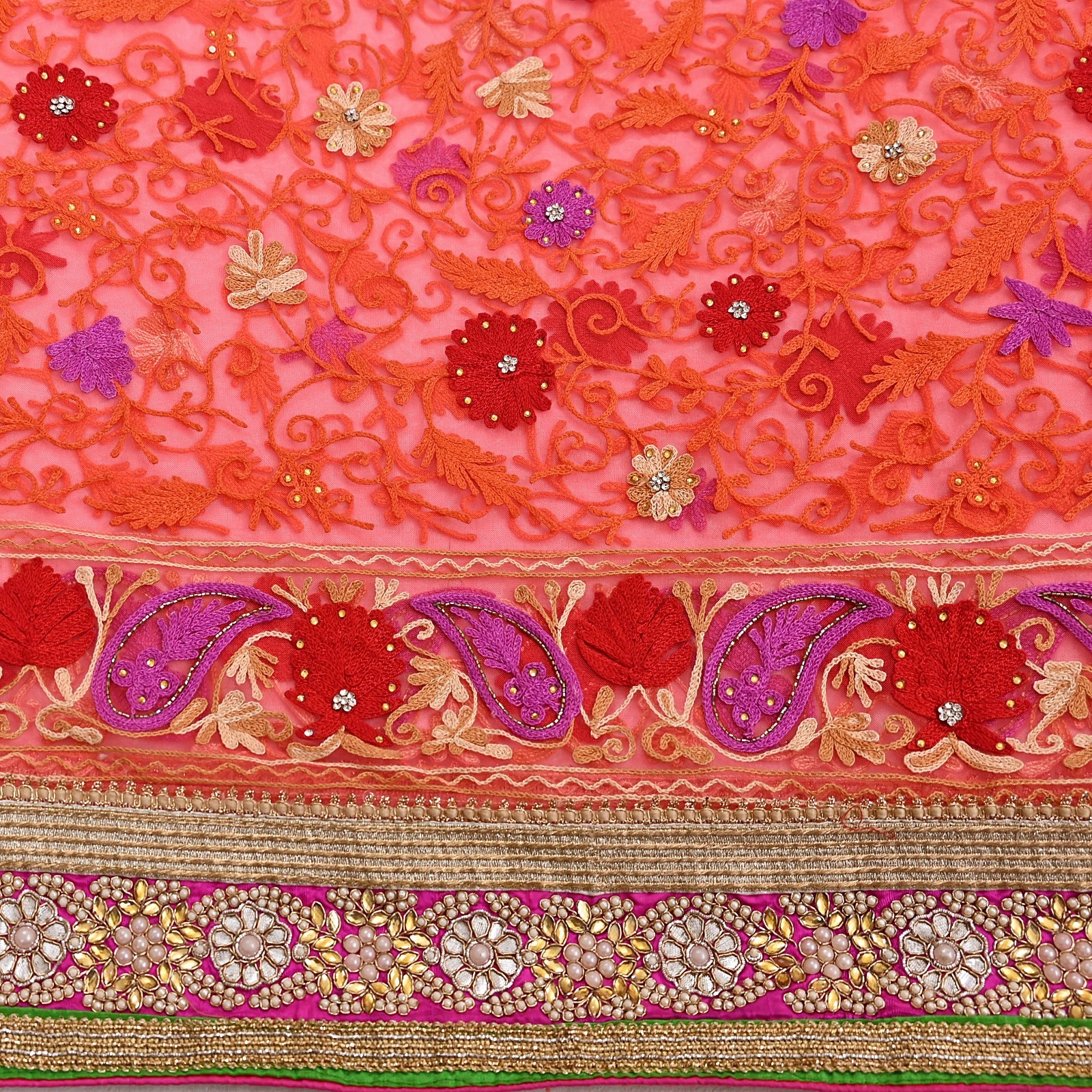 Indian Vintage Sari Net/Mesh Hand Embroidered Designer Manish Malhotra saree 5yd