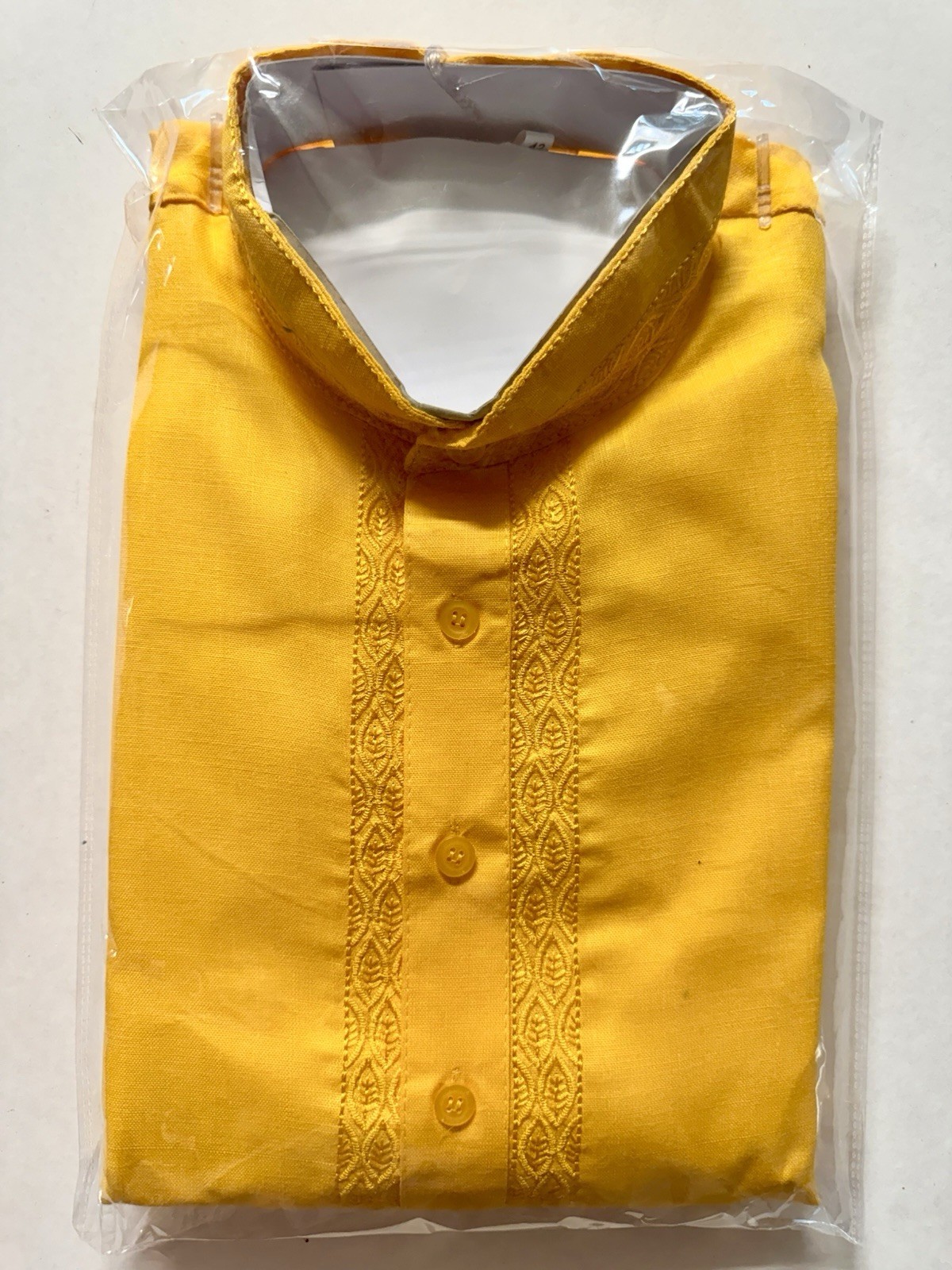 NWT Men’s Kurta PAJAMA SET SZ 42 L yellow HALDI mehendi eid India-USA seller
