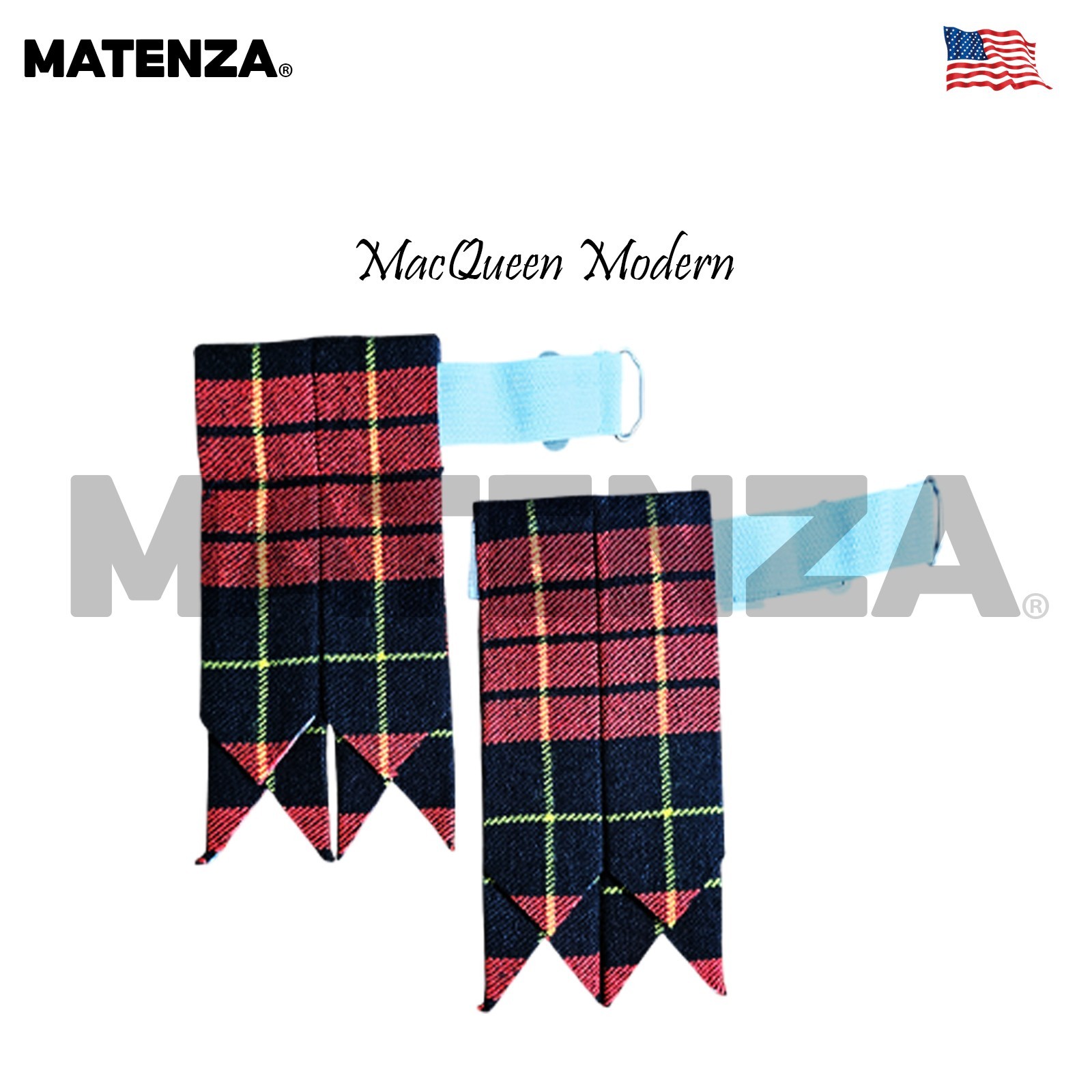 MacQueen Modern Tartan Scottish Kilt Accessories 5Pc Dress Set