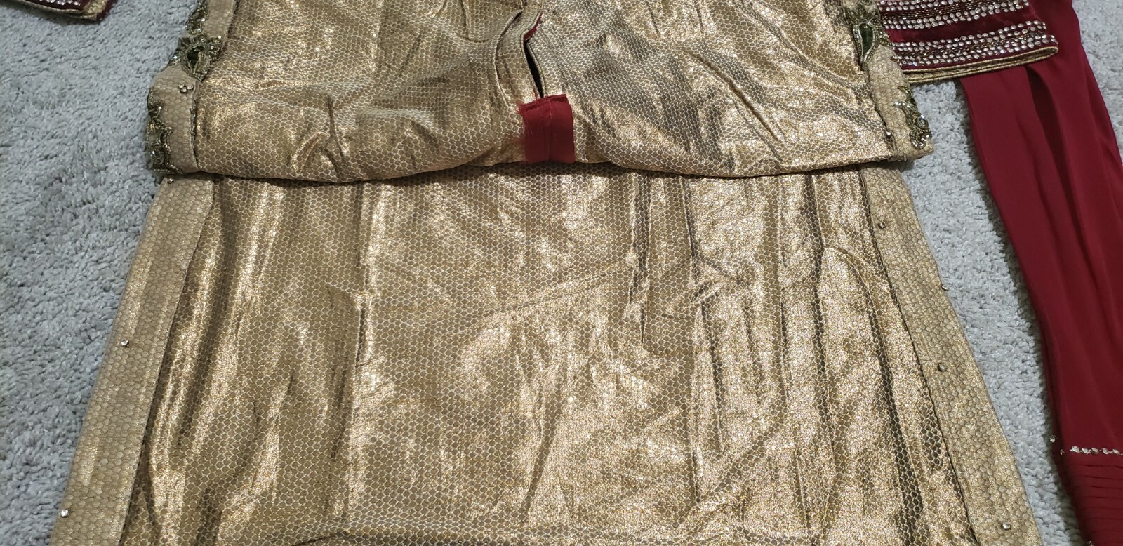 Indian bollywood Heavy Party suit in Gold And Maroon With bottom and net Dupatta