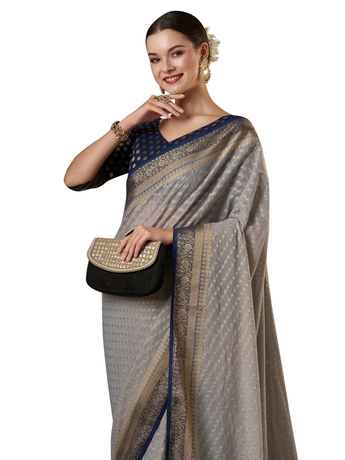 Women’s Georgette Banarasi Silk Saree with Unstitched Blouse Piece