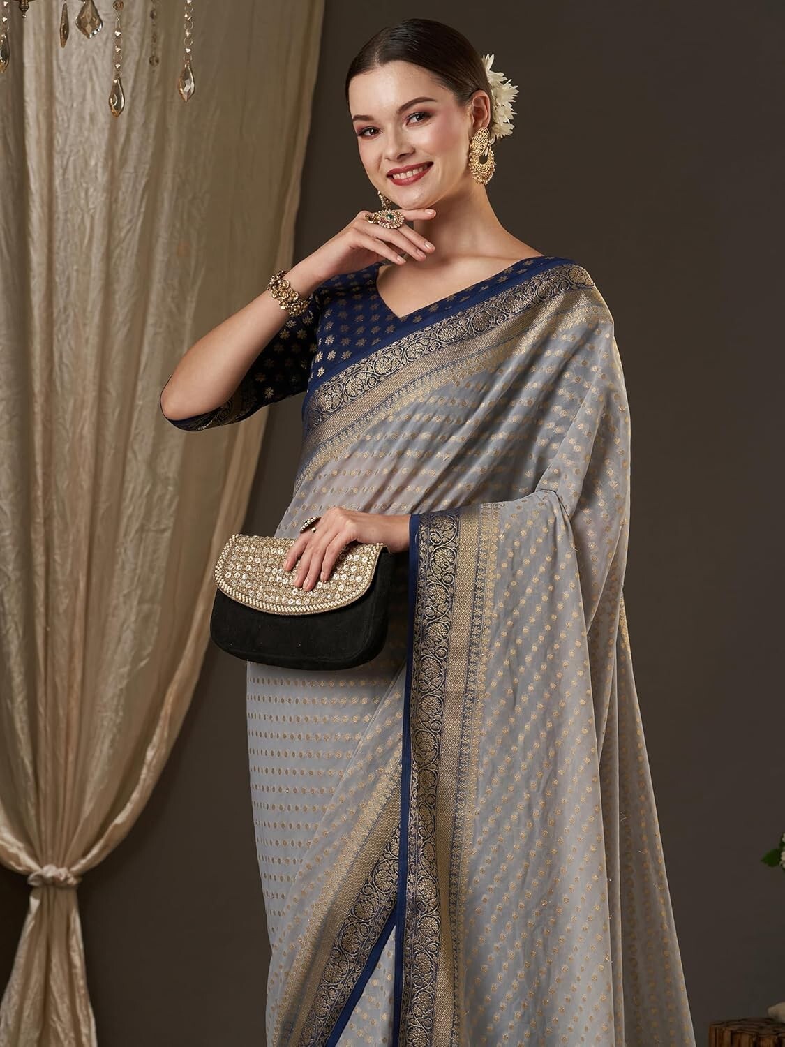 Women’s Georgette Banarasi Silk Saree with Unstitched Blouse Piece